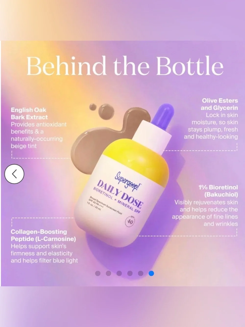 NWOT Supergoop! Daily Dose Bioretinol + Mineral SPF 40 Sunscreen
